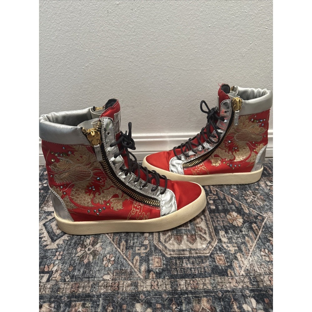 Giuseppe Zanotti Red Dragon silk detail high-top sneakers  Size‎ 44